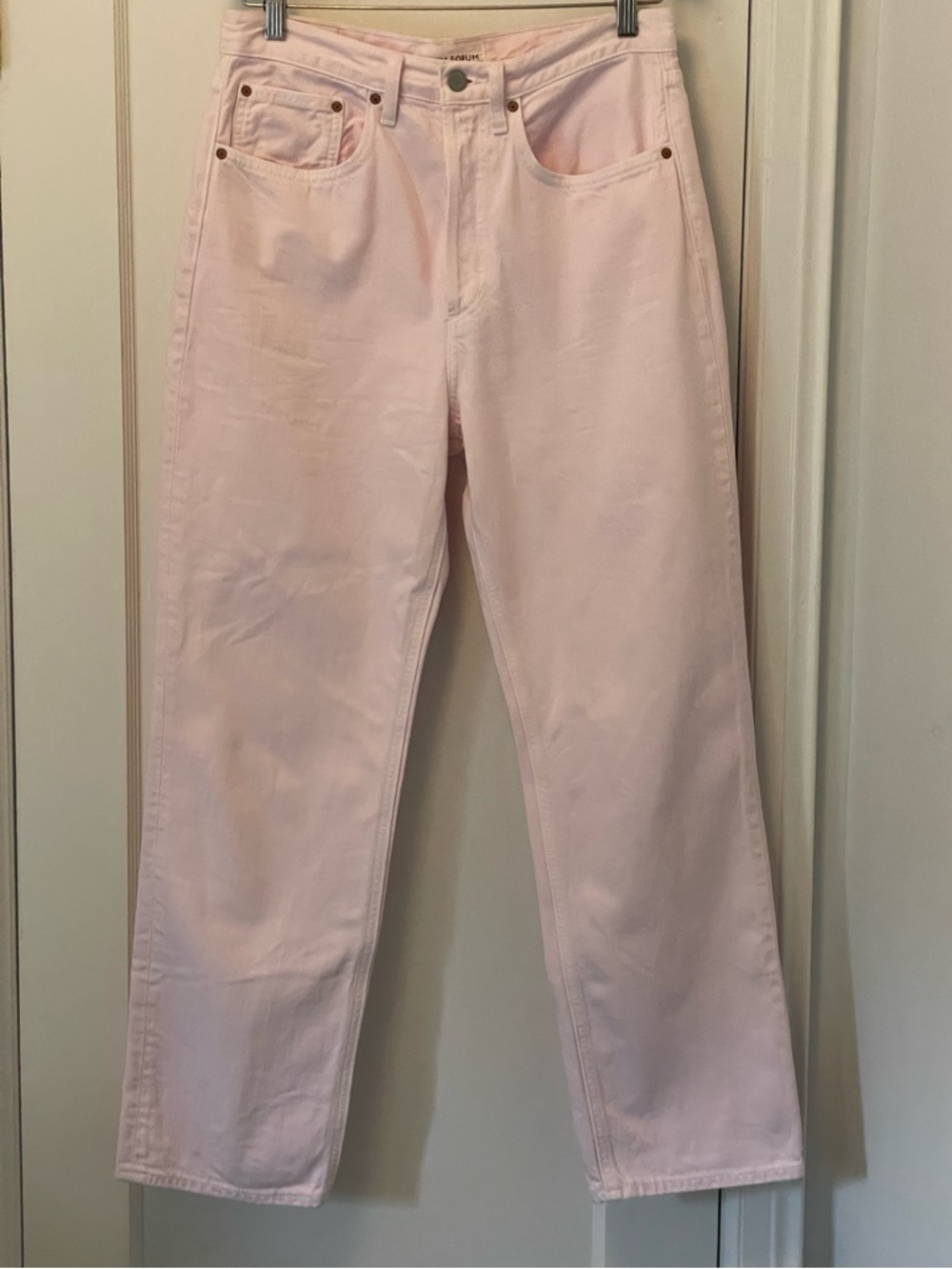Denim Forum Straight Leg Jeans in Pale Pink